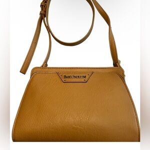 Enzo Angiolini Gold Multi-section Crossbody Bag Handbag  Purse Faux Leather